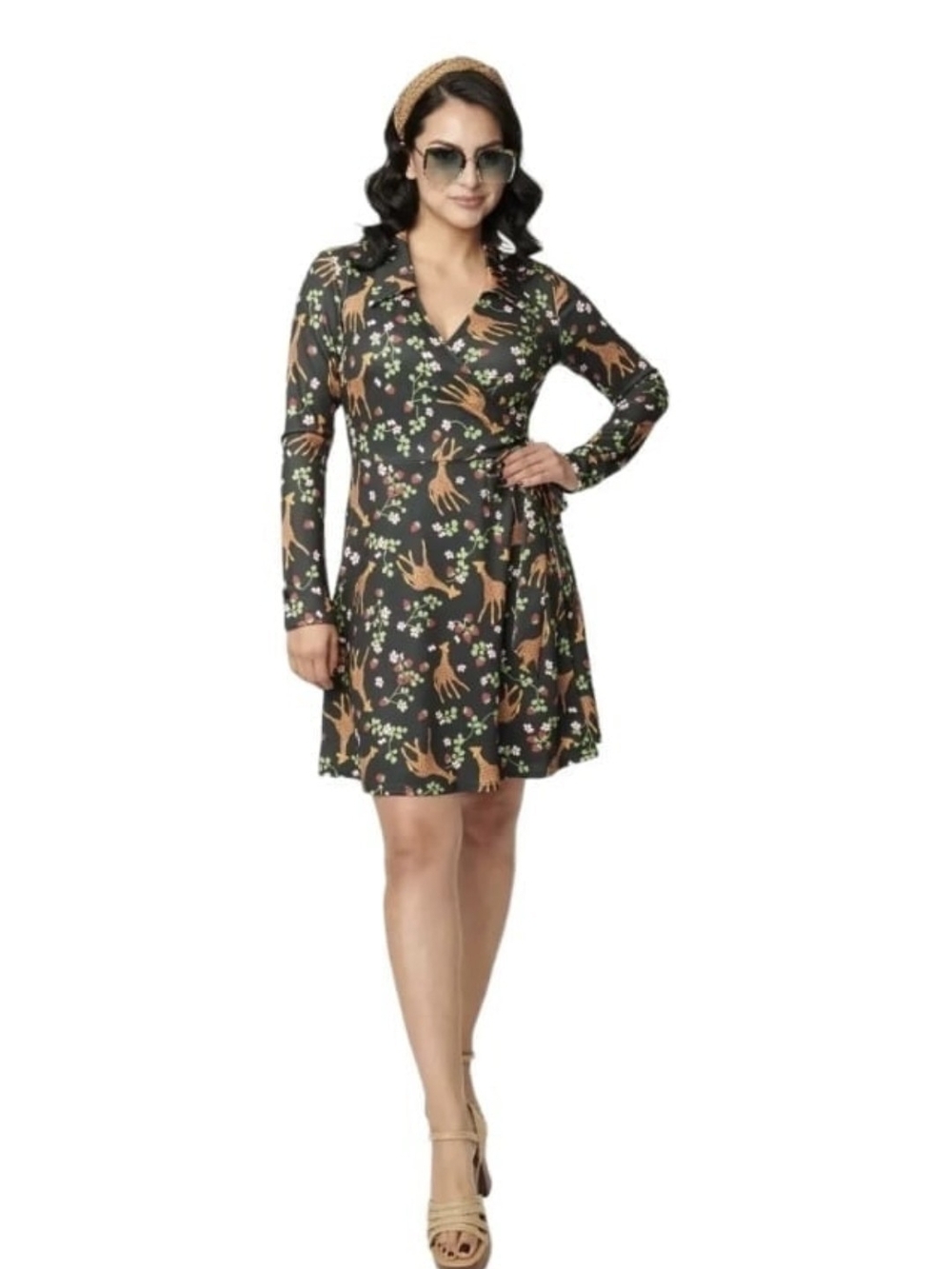 NWT Unique Vintage Giraffe And Strawberries Wrap Dress